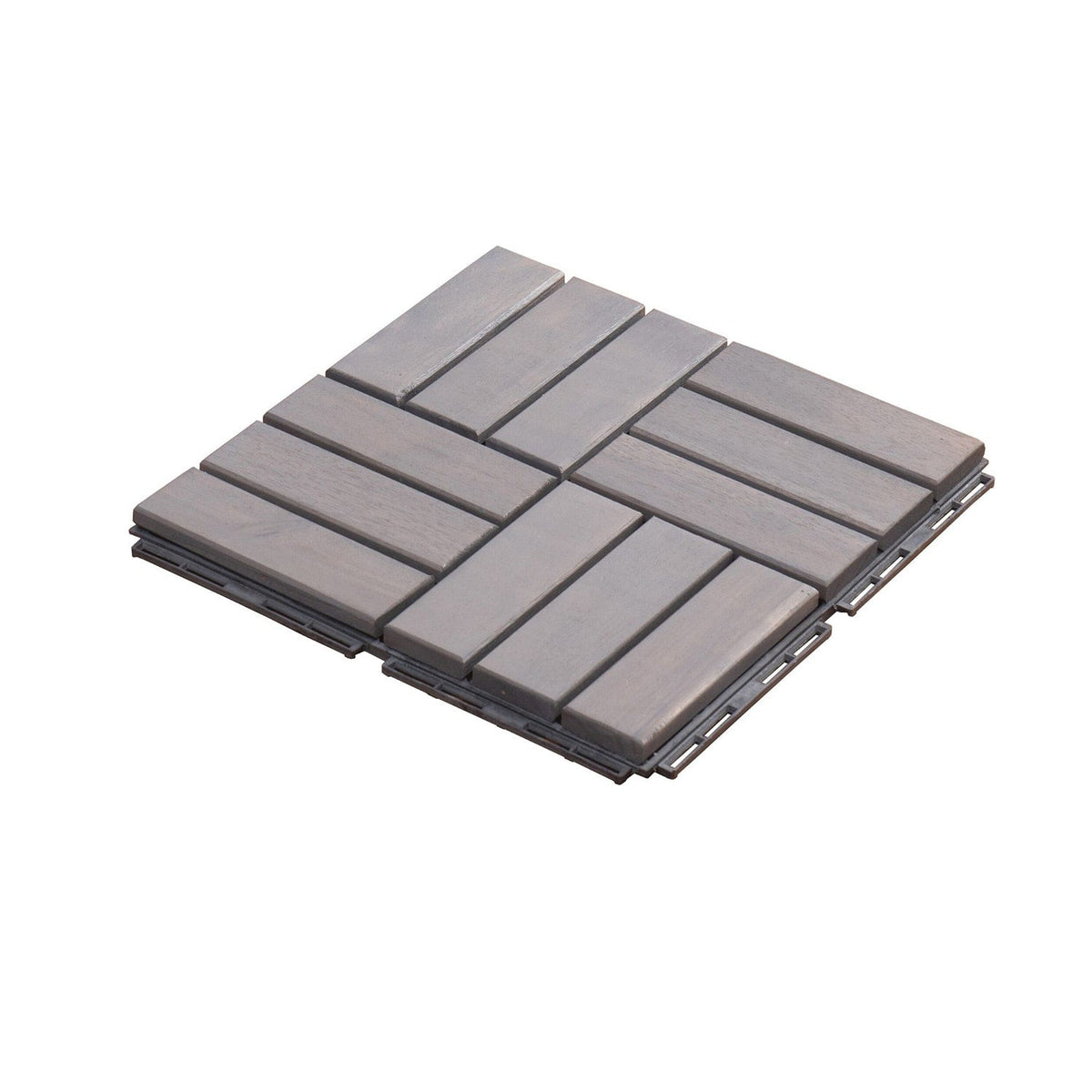 Bybafun 12-in x 12-in 30-Pack Gray Pattern2 Prefinished Wood Deck Tile