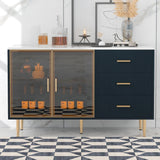 GZMR Modern Sideboard MDF Buffet Cabinet, Navy Blue Contemporary/Modern Navy Blue Sideboard