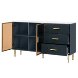 GZMR Modern Sideboard MDF Buffet Cabinet, Navy Blue Contemporary/Modern Navy Blue Sideboard