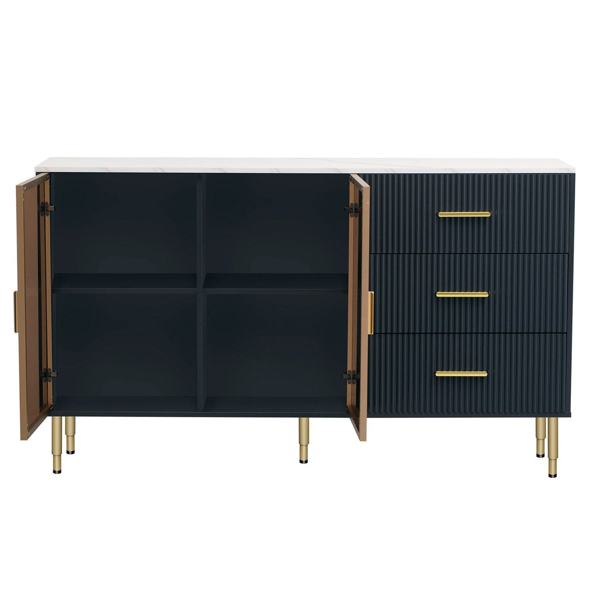 GZMR Modern Sideboard MDF Buffet Cabinet, Navy Blue Contemporary/Modern Navy Blue Sideboard