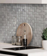 Apollo Tile Sparta Gray 12-in x 12-in Polished Glass; Stone Marble Basketweave Patterned Floor and Wall Tile (4.83-sq. ft/ Carton)