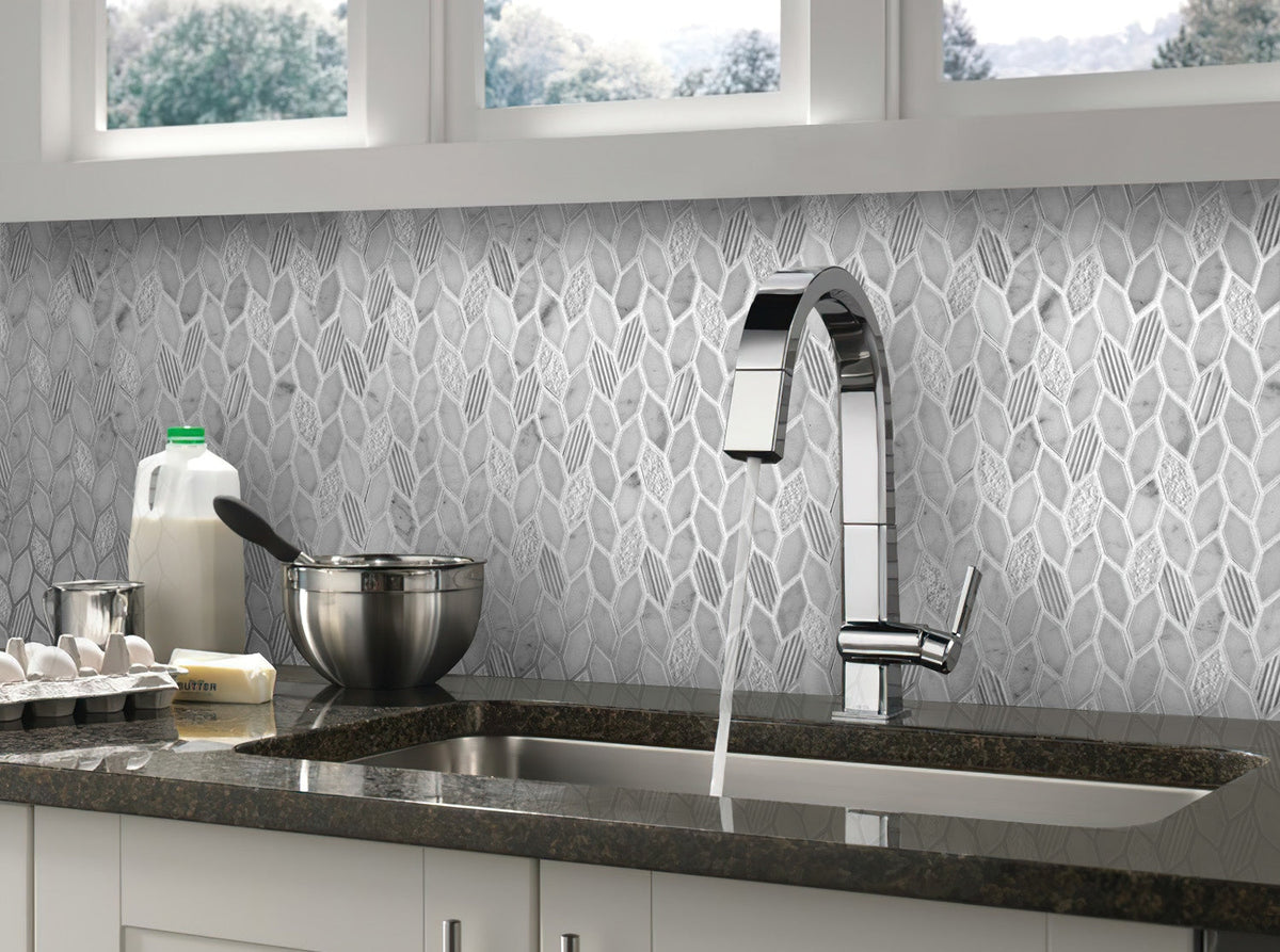 Apollo Tile (Sample) Sparta White 4-in x 4-in Polished Marble Patterned Floor and Wall Tile