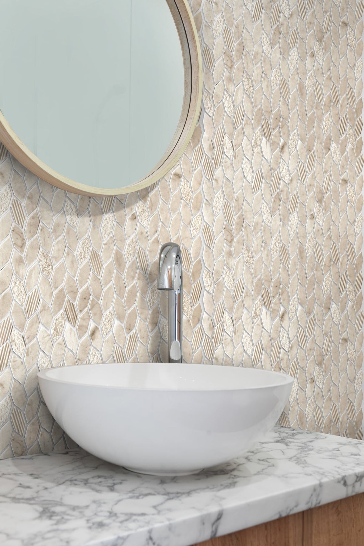 Apollo Tile (Sample) Sparta Beige 4-in x 4-in Polished Marble Patterned Floor and Wall Tile
