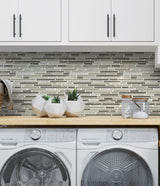 Apollo Tile (Sample) Waterfall White and Beige 4-in x 4-in Multi-finish Glass Linear Mosaic Floor and Wall Tile