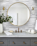 Apollo Tile (Sample) Waterfall White and Silver 4-in x 4-in Glossy Glass Linear Patterned Wall Tile