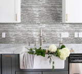 Apollo Tile (Sample) Waterfall White and Silver 4-in x 4-in Multi-finish Marble Linear Marble Look Wall Tile