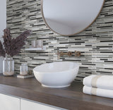 Apollo Tile (Sample) Waterfall Gray and Black 4-in x 4-in Multi-finish Glass/Metal/Stone Marble Linear Patterned Floor and Wall Tile