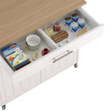 Jarenie White Mdf Base with Composite Wood Top Rolling Kitchen Island (18-in x 26.1-in x 35.2-in)