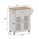 Jarenie White Mdf Base with Composite Wood Top Rolling Kitchen Island (18-in x 26.1-in x 35.2-in)