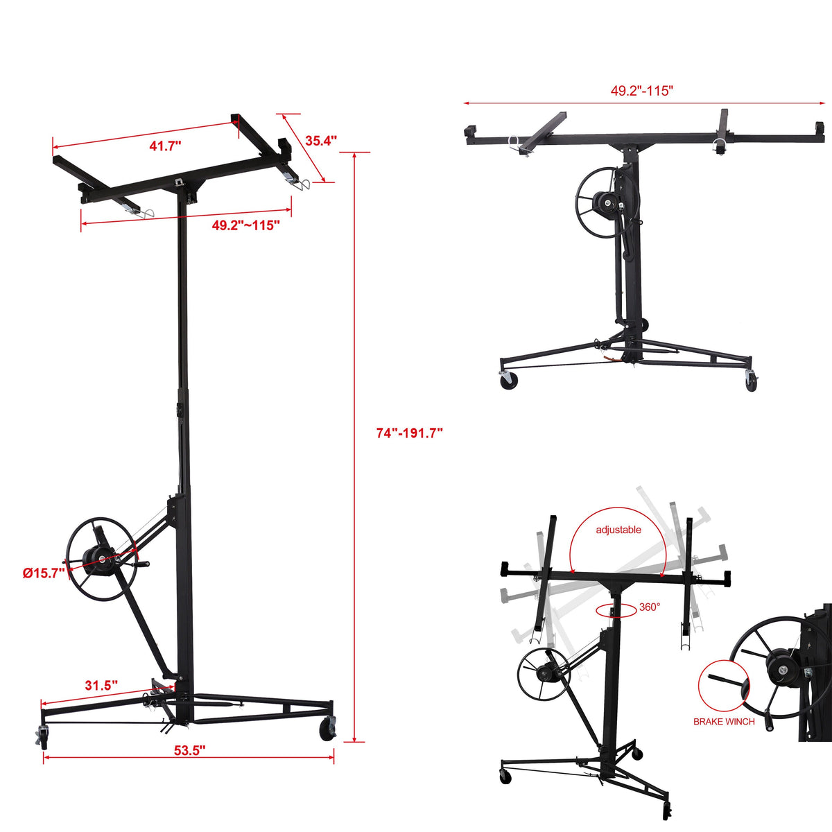 AHIOU HOME 16-ft 16-ft H x 54-in L x 54-in W Carbon/Steel Drywall Lift