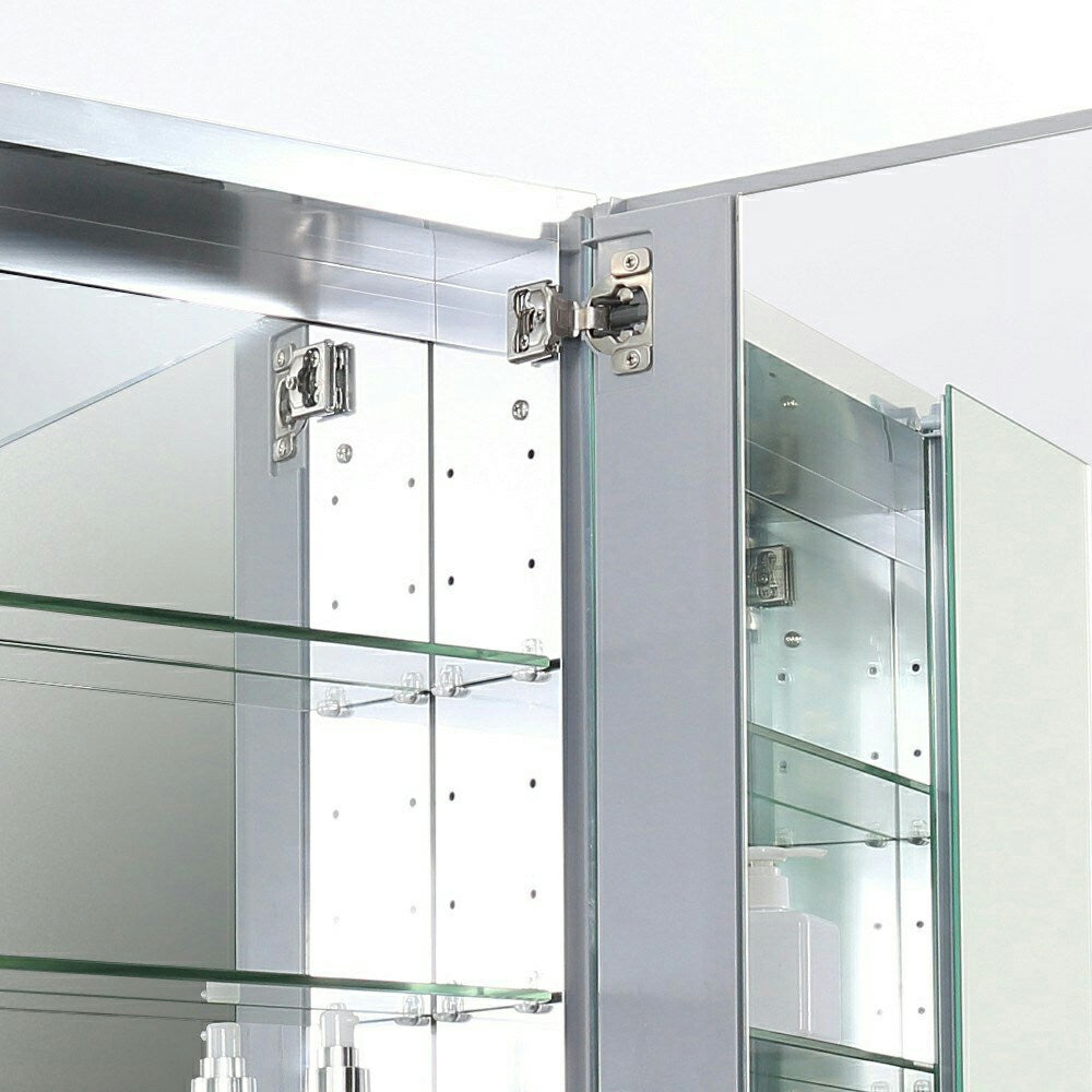 Fresca 49-in x 36-in Surface/Recessed Mount Mirror Mirrored Medicine Cabinet