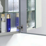 Fresca 59-in x 36-in Surface/Recessed Mount Mirror Mirrored Medicine Cabinet