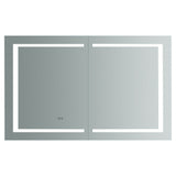 Fresca Spazio 48-in x 30-in Lighted LED Fog Free Surface/Recessed Mount LED Lighting Mirror Mirrored Soft Close Medicine Cabinet with Outlet