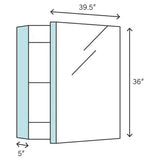 Fresca 40-in x 36-in Surface/Recessed Mount Mirror Medicine Cabinet