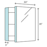 Fresca 59-in x 26-in Surface/Recessed Mount Mirror Mirrored Medicine Cabinet