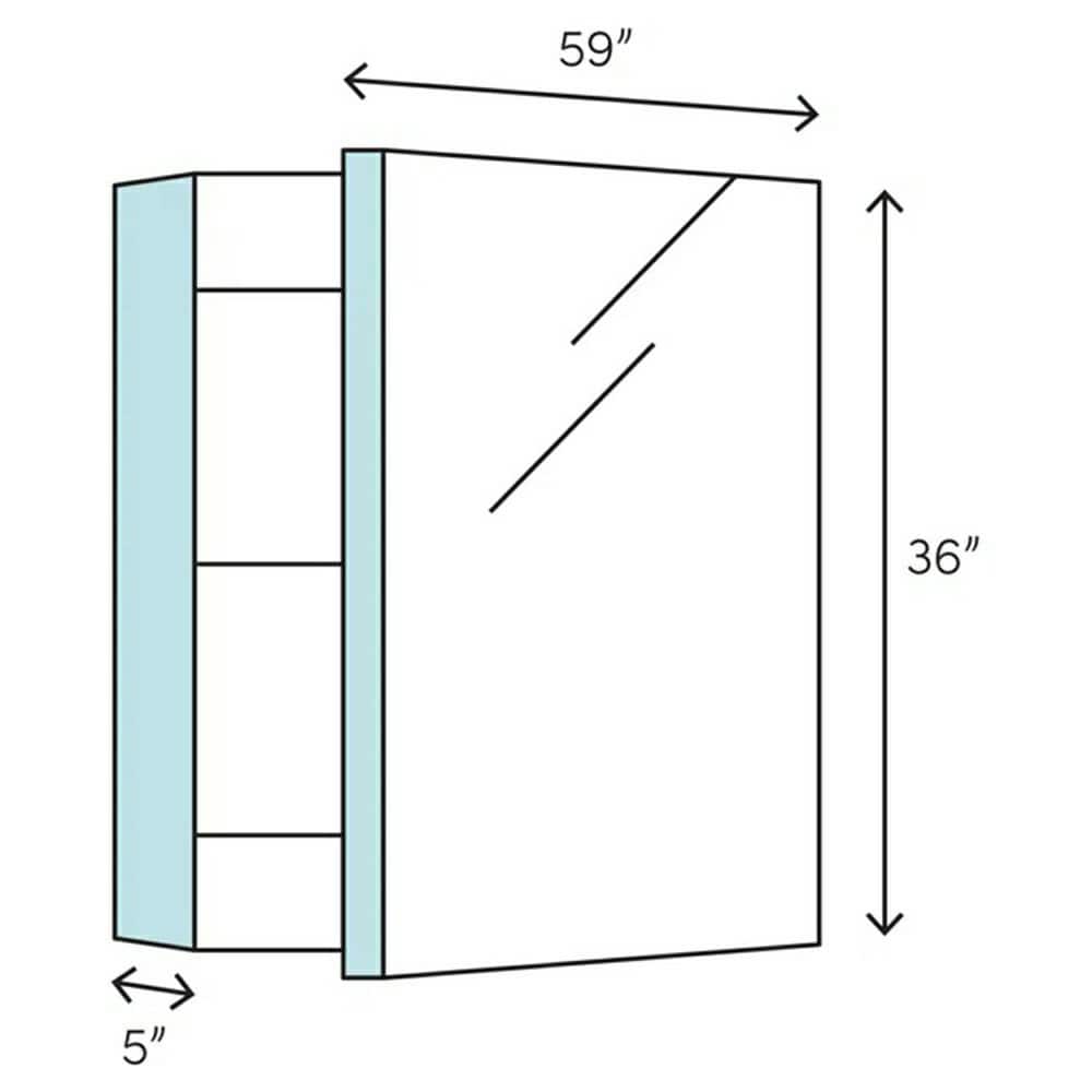 Fresca 59-in x 36-in Surface/Recessed Mount Mirror Mirrored Medicine Cabinet