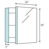 Fresca 59-in x 36-in Surface/Recessed Mount Mirror Mirrored Medicine Cabinet