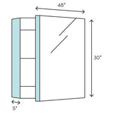 Fresca Spazio 48-in x 30-in Lighted LED Fog Free Surface/Recessed Mount LED Lighting Mirror Mirrored Soft Close Medicine Cabinet with Outlet