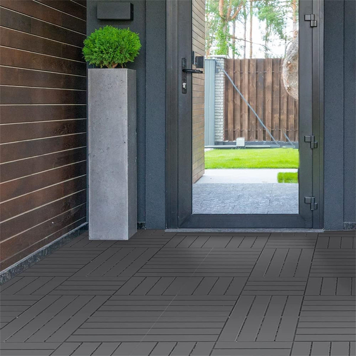 Maocao Hoom 12-in x 12-in Dark Gray Prefinished Pressure Treated Vinyl/Plastic Deck Tile (27-sq ft)