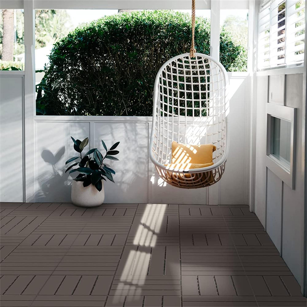 Maocao Hoom 12-in x 12-in Dark Brown Prefinished Pressure Treated Vinyl/Plastic Deck Tile (27-sq ft)