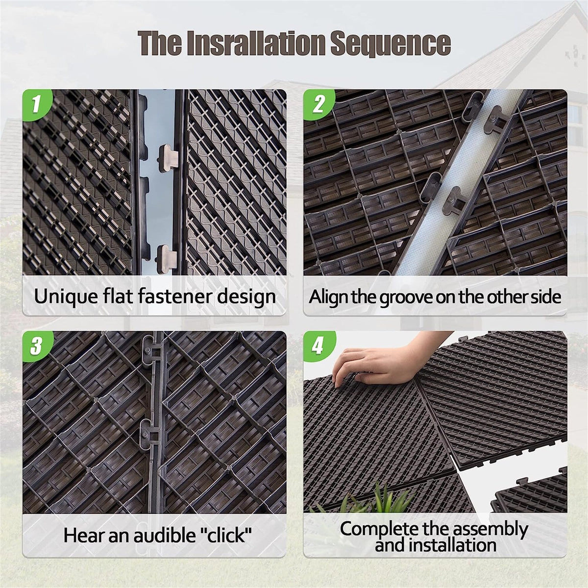 Maocao Hoom 12-in x 12-in Dark Brown Prefinished Pressure Treated Vinyl/Plastic Deck Tile (9-sq ft)