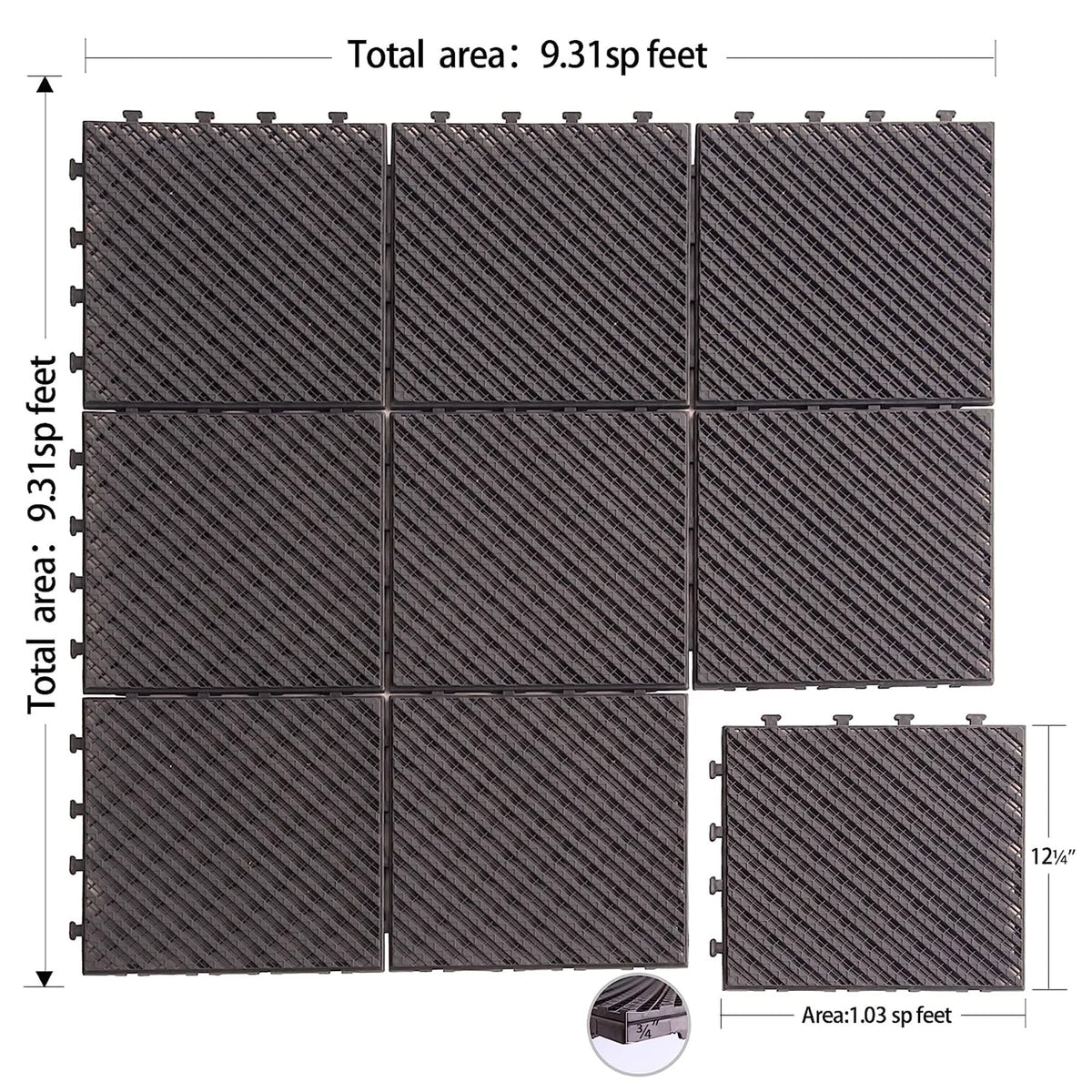 Maocao Hoom 12-in x 12-in Dark Brown Prefinished Pressure Treated Vinyl/Plastic Deck Tile (9-sq ft)
