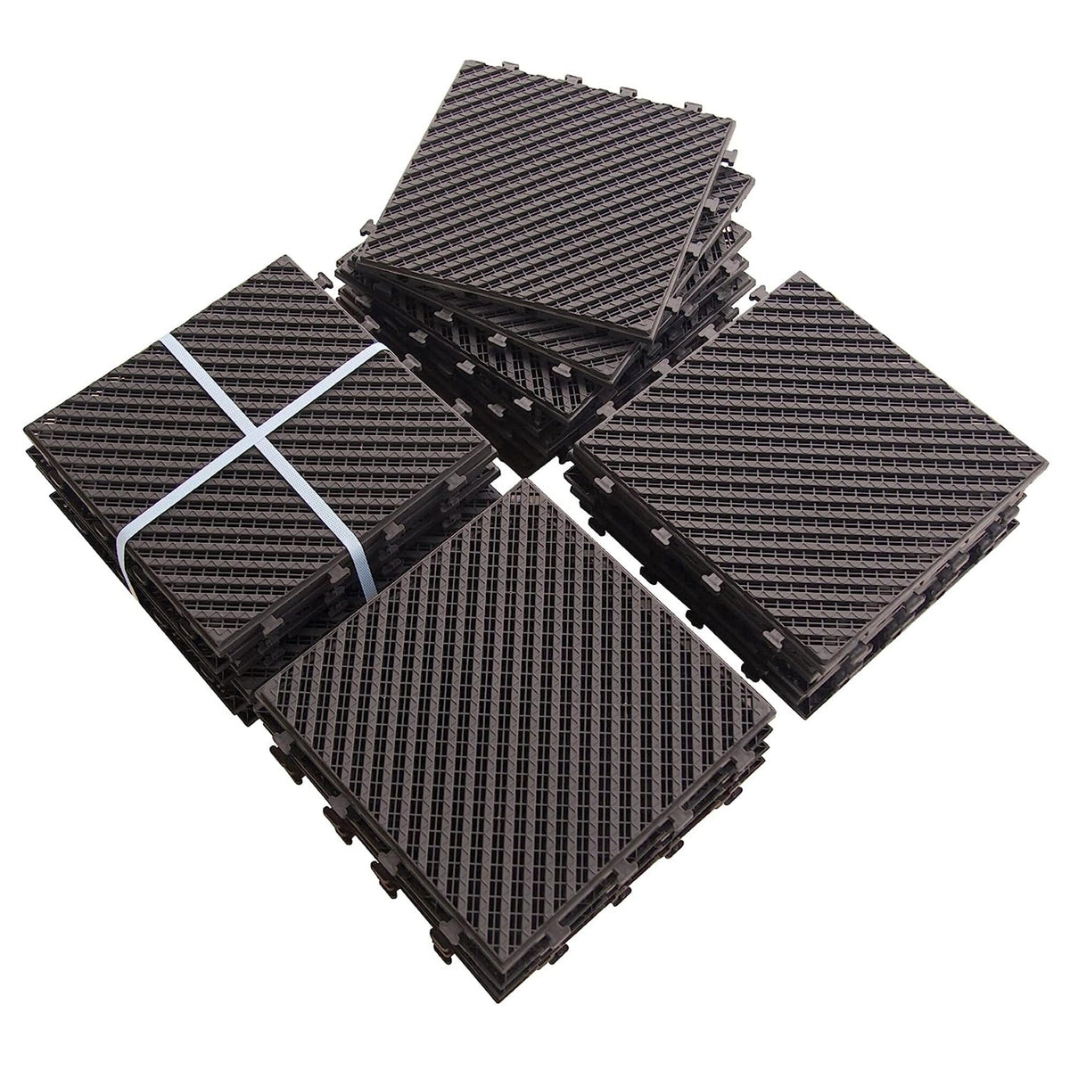 Maocao Hoom 12-in x 12-in Dark Brown Prefinished Pressure Treated Vinyl/Plastic Deck Tile (27-sq ft)