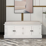 Qualler Modern White Storage Bench 42.7-in x 16-in x 17.4-in