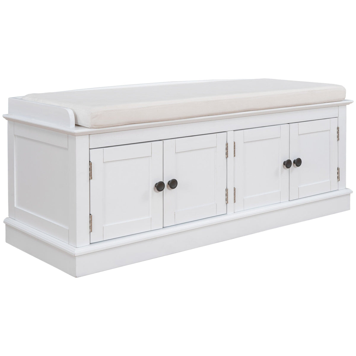 Qualler Modern White Storage Bench 42.7-in x 16-in x 17.4-in