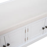 Qualler Modern White Storage Bench 42.7-in x 16-in x 17.4-in
