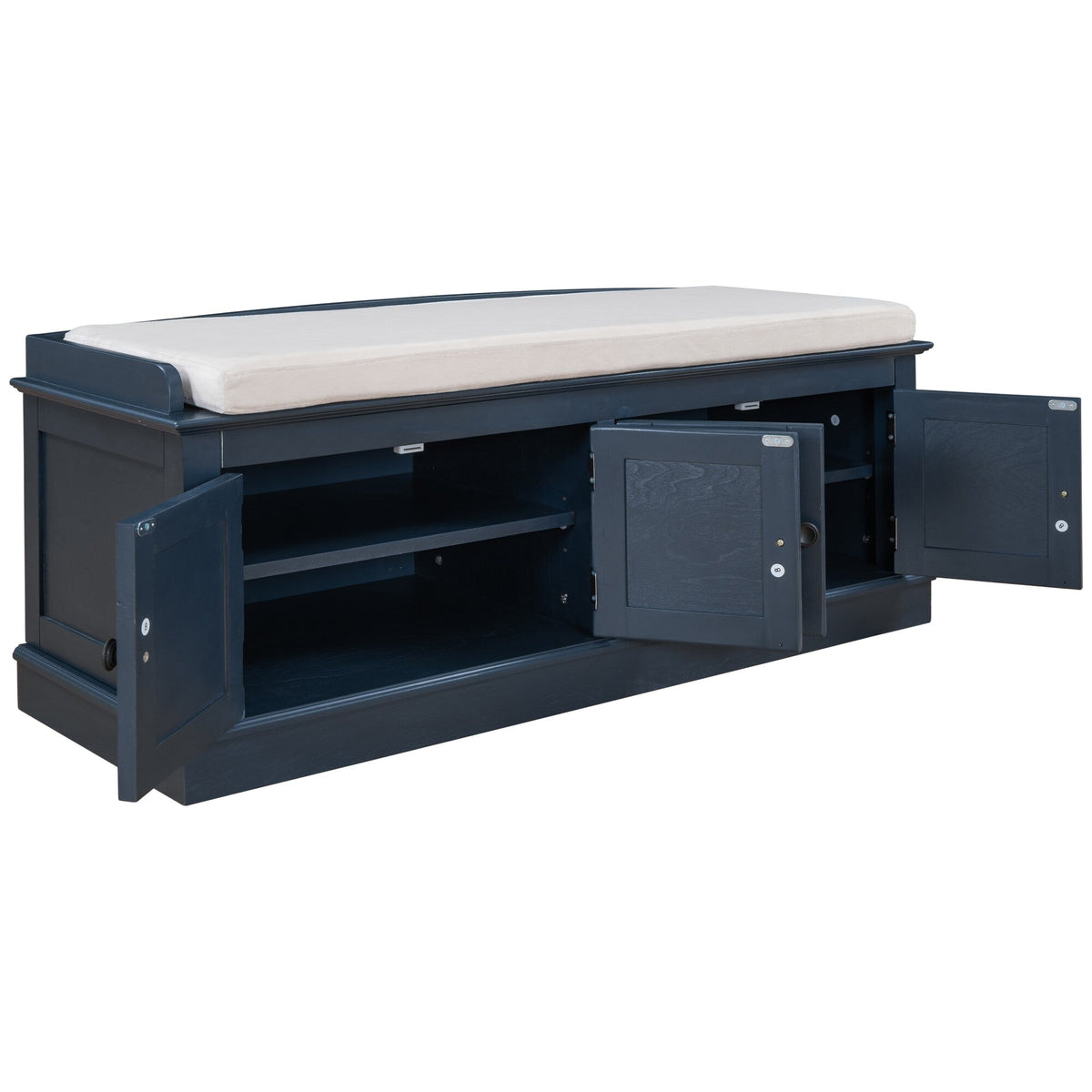 Qualler Modern Antique Navy Storage Bench 42.7-in x 16-in x 17.4-in