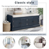 Qualler Modern Antique Navy Storage Bench 42.7-in x 16-in x 17.4-in