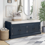 Qualler Modern Antique Navy Storage Bench 42.7-in x 16-in x 17.4-in