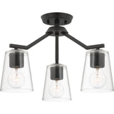 Progress Lighting Vertex 3-Light Matte Black Modern/Contemporary Clear Glass Cone Medium Hanging Pendant Light