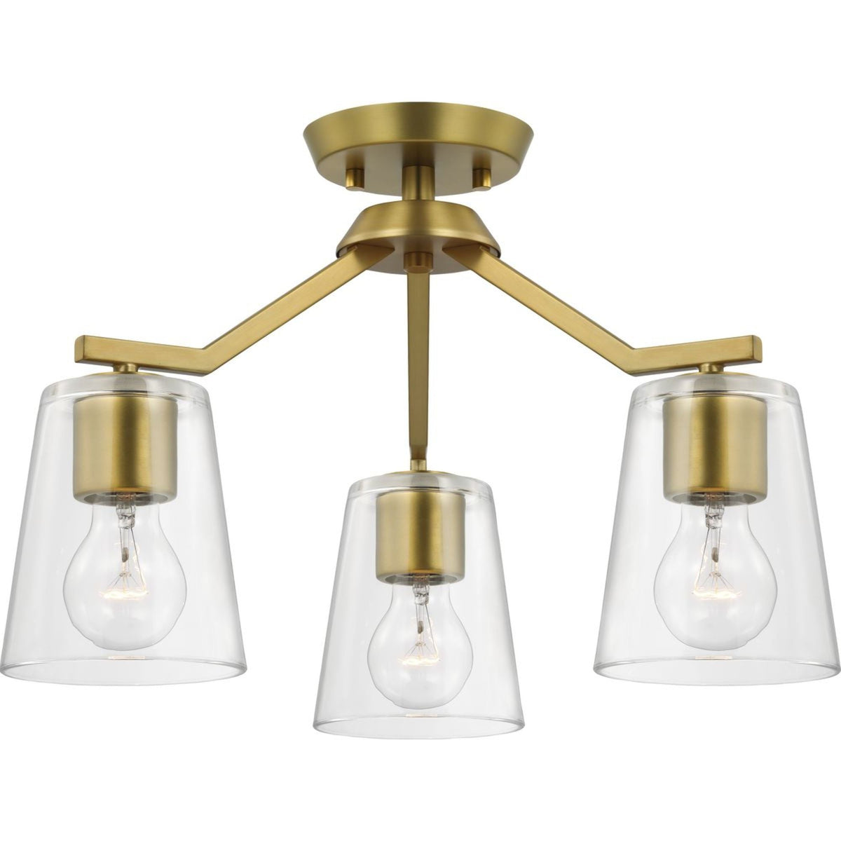 Progress Lighting Vertex 3-Light Brushed Gold Modern/Contemporary Chandelier