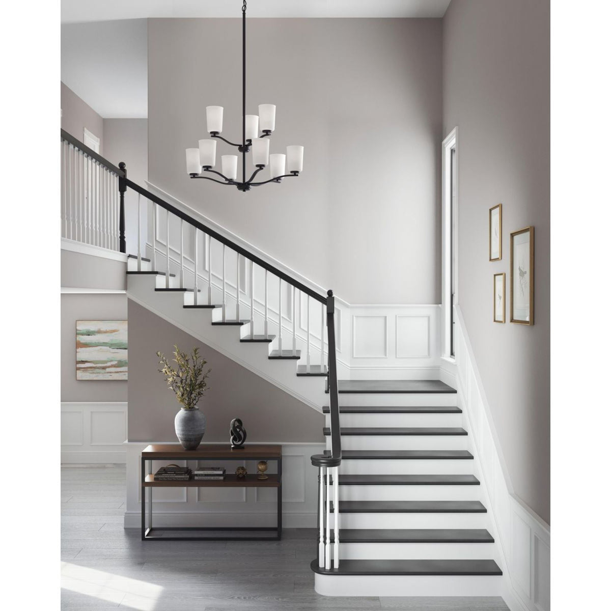 Progress Lighting Adley 9-Light Matte Black Transitional Chandelier