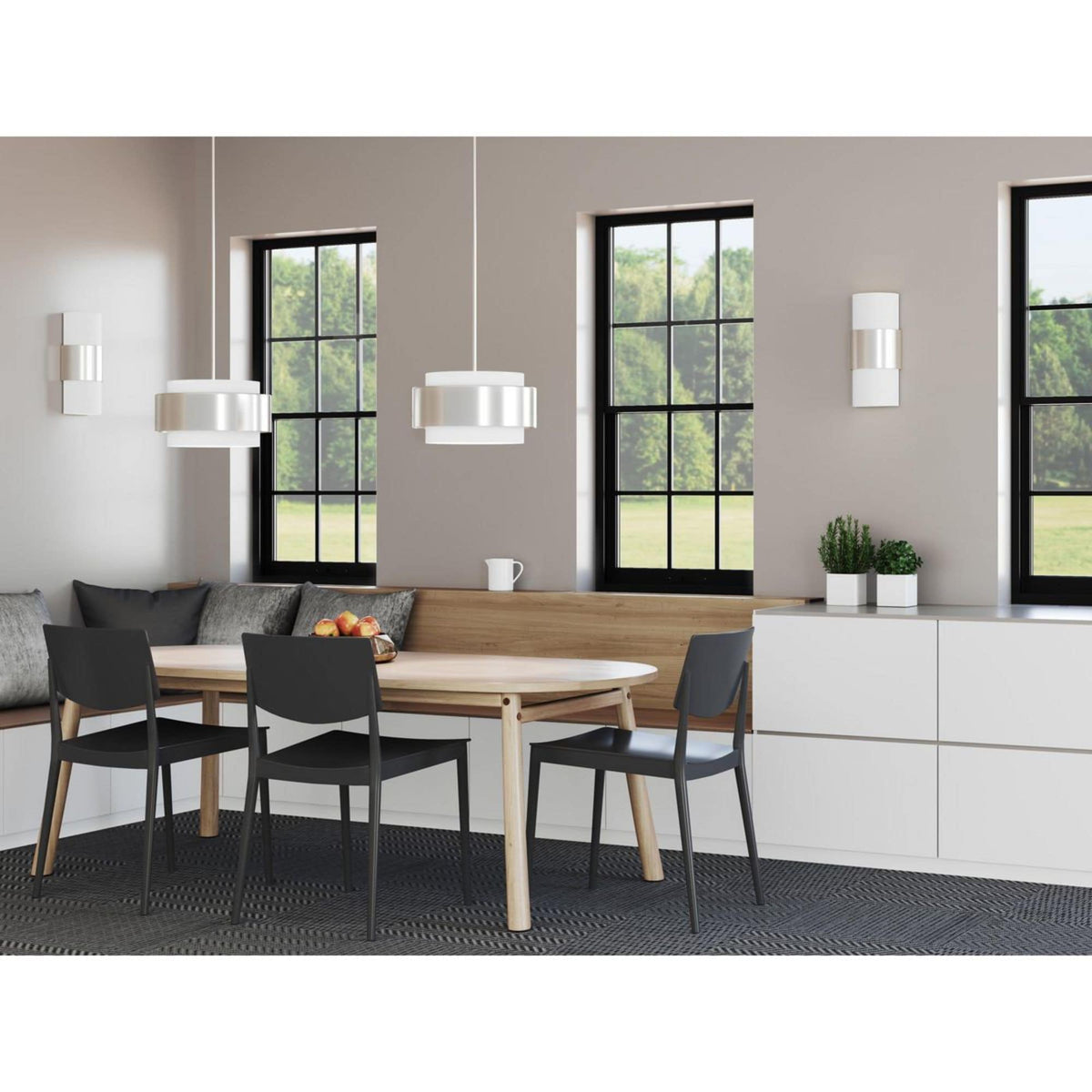 Progress Lighting Silva 3-Light Brushed Nickel Modern/Contemporary Drum Medium Hanging Pendant Light
