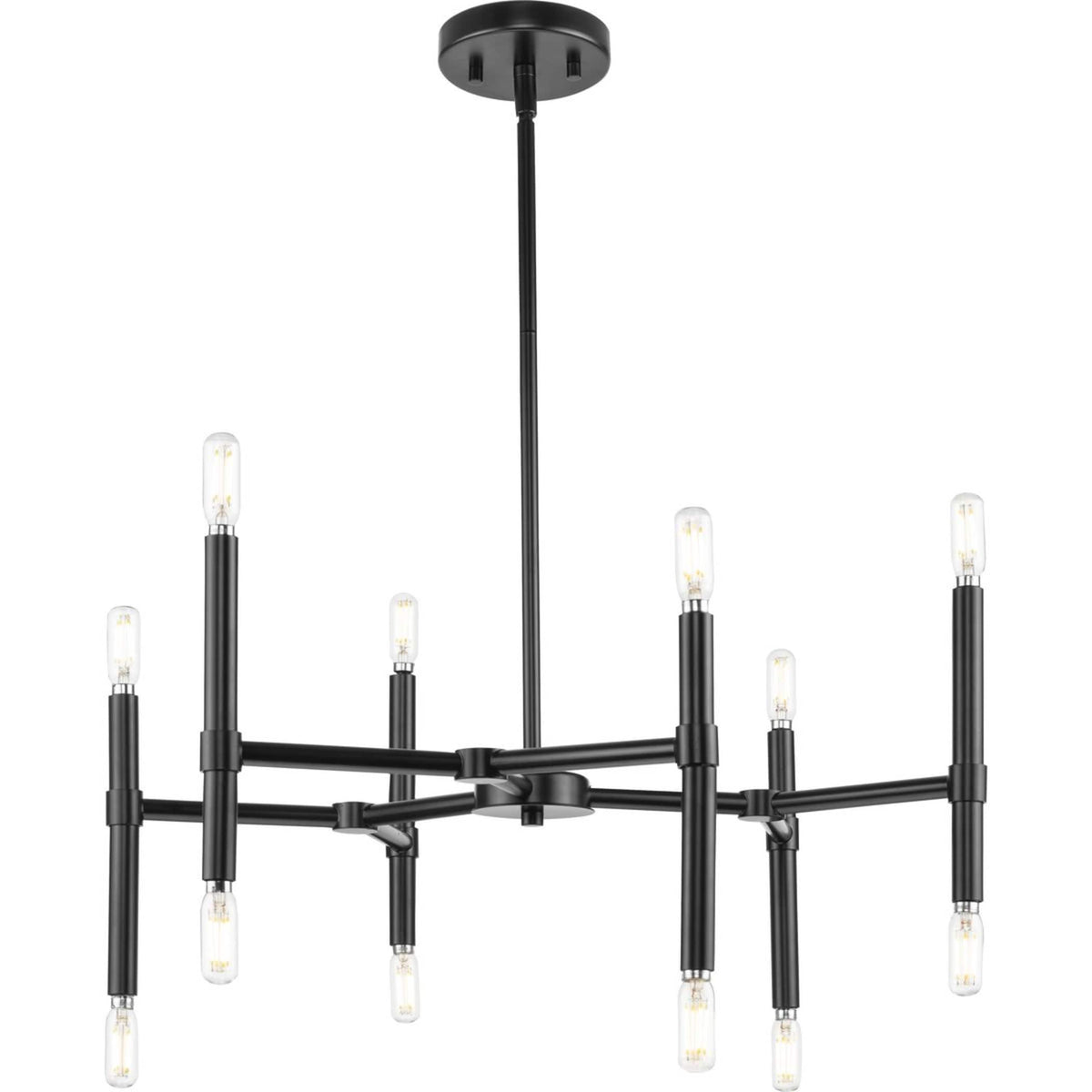 Progress Lighting Arya 12-Light Matte Black Modern/Contemporary Chandelier