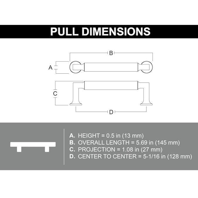 allen + roth Elana (128mm) Center to Center Rectangular Bar Drawer Pull