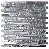 Apollo Tile Waterfall Gray and Silver 12-in x 12-in Multi-finish Glass Linear Patterned Floor and Wall Tile (4.79-sq. ft/ Carton)