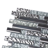 Apollo Tile Waterfall Gray and Silver 12-in x 12-in Multi-finish Glass Linear Patterned Floor and Wall Tile (4.79-sq. ft/ Carton)