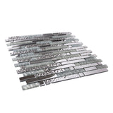 Apollo Tile Waterfall Gray and Silver 12-in x 12-in Multi-finish Glass Linear Patterned Floor and Wall Tile (4.79-sq. ft/ Carton)