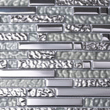 Apollo Tile Waterfall Gray and Silver 12-in x 12-in Multi-finish Glass Linear Patterned Floor and Wall Tile (4.79-sq. ft/ Carton)