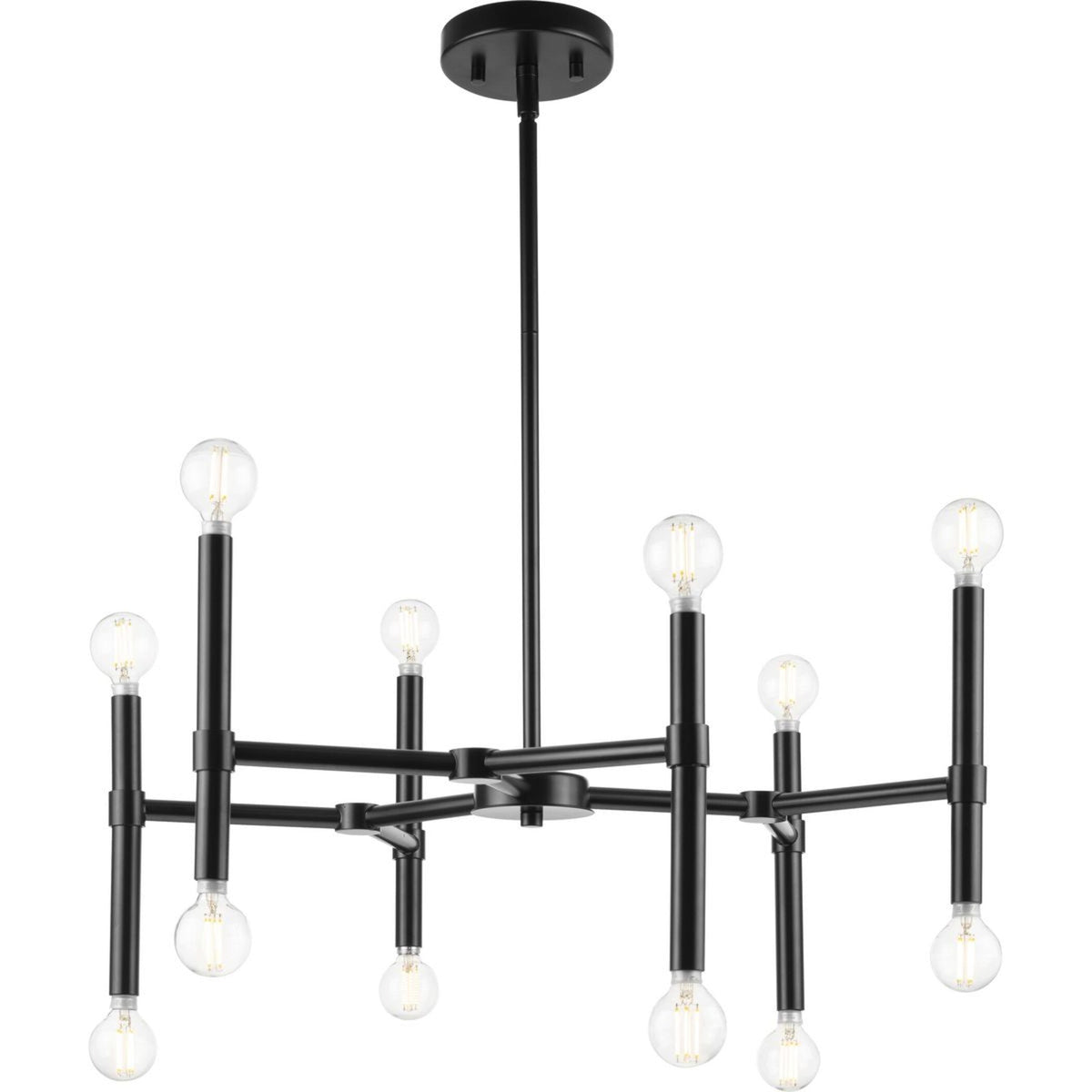 Progress Lighting Arya 12-Light Matte Black Modern/Contemporary Chandelier