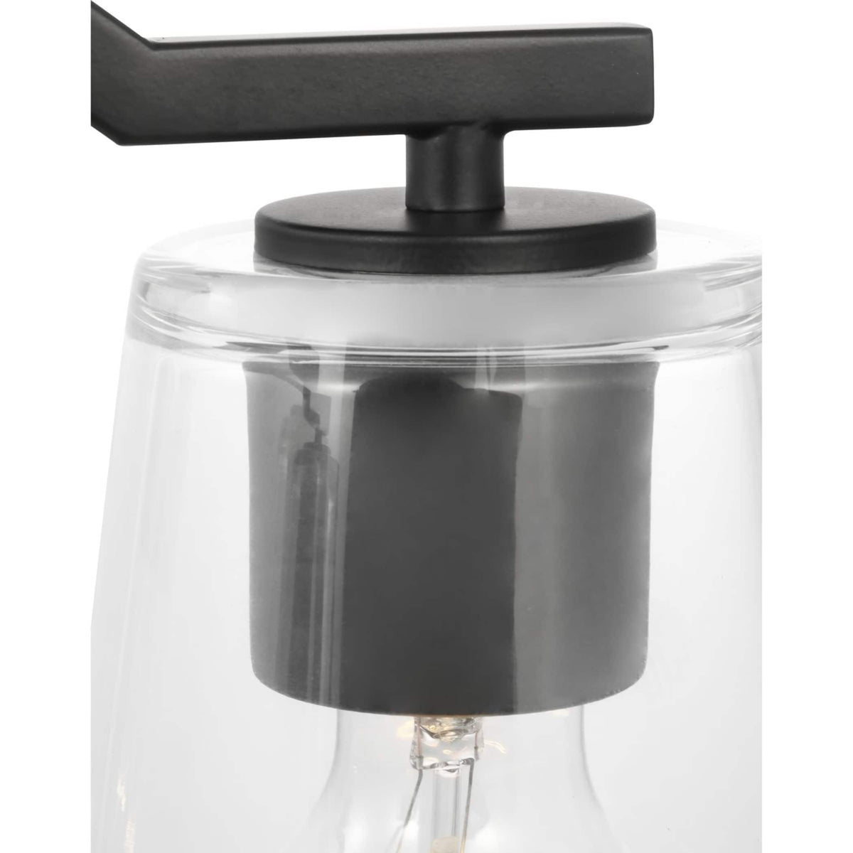 Progress Lighting Vertex 3-Light Matte Black Modern/Contemporary Clear Glass Cone Medium Hanging Pendant Light
