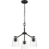 Progress Lighting Vertex 3-Light Matte Black Modern/Contemporary Clear Glass Cone Medium Hanging Pendant Light