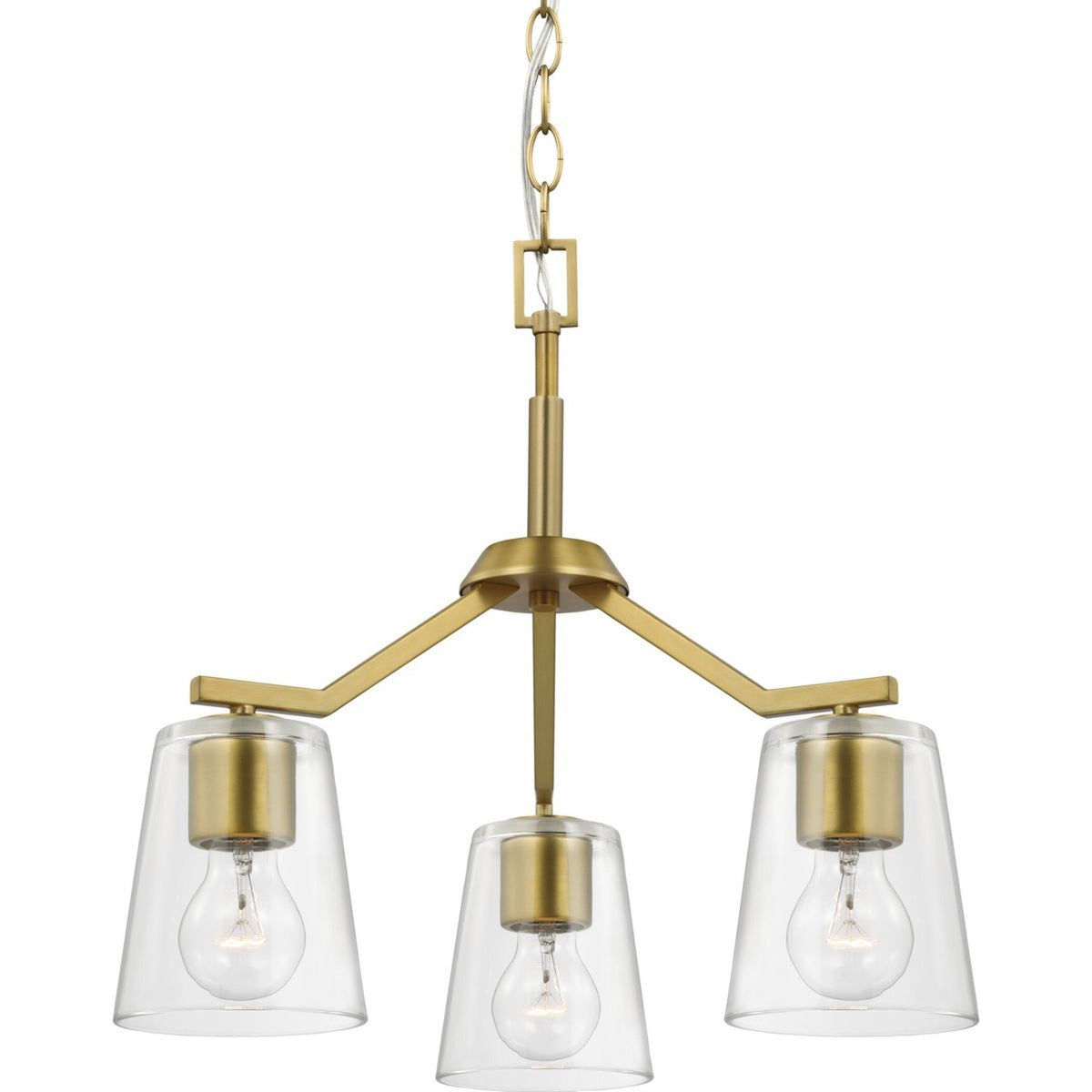 Progress Lighting Vertex 3-Light Brushed Gold Modern/Contemporary Chandelier