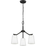 Progress Lighting Vertex 3-Light Matte Black Modern/Contemporary Etched Glass Cone Medium Hanging Pendant Light