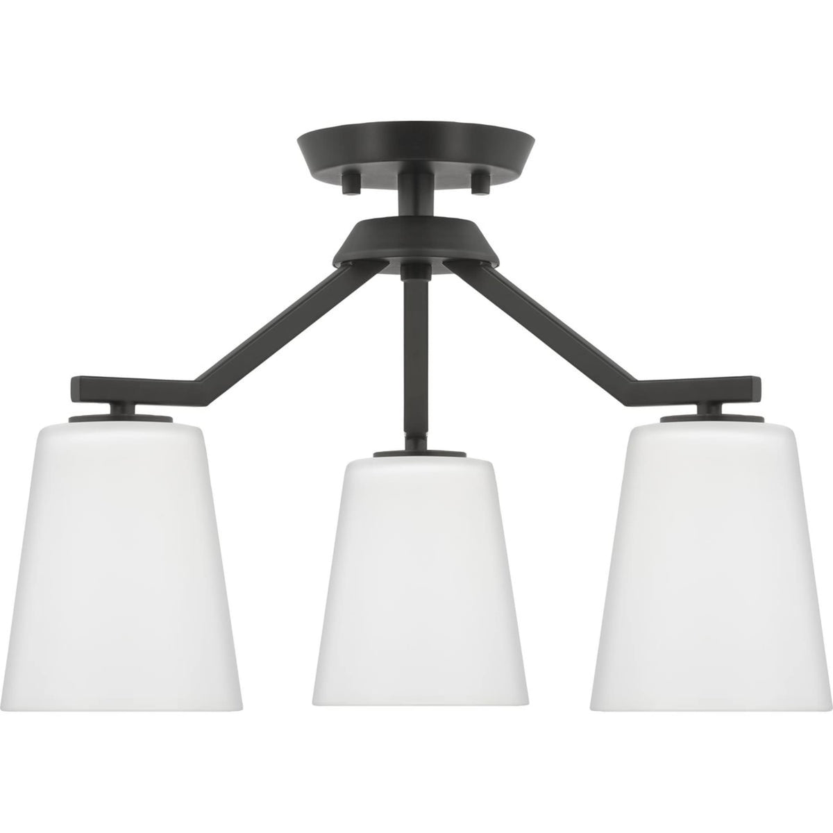 Progress Lighting Vertex 3-Light Matte Black Modern/Contemporary Etched Glass Cone Medium Hanging Pendant Light