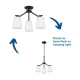 Progress Lighting Vertex 3-Light Matte Black Modern/Contemporary Etched Glass Cone Medium Hanging Pendant Light